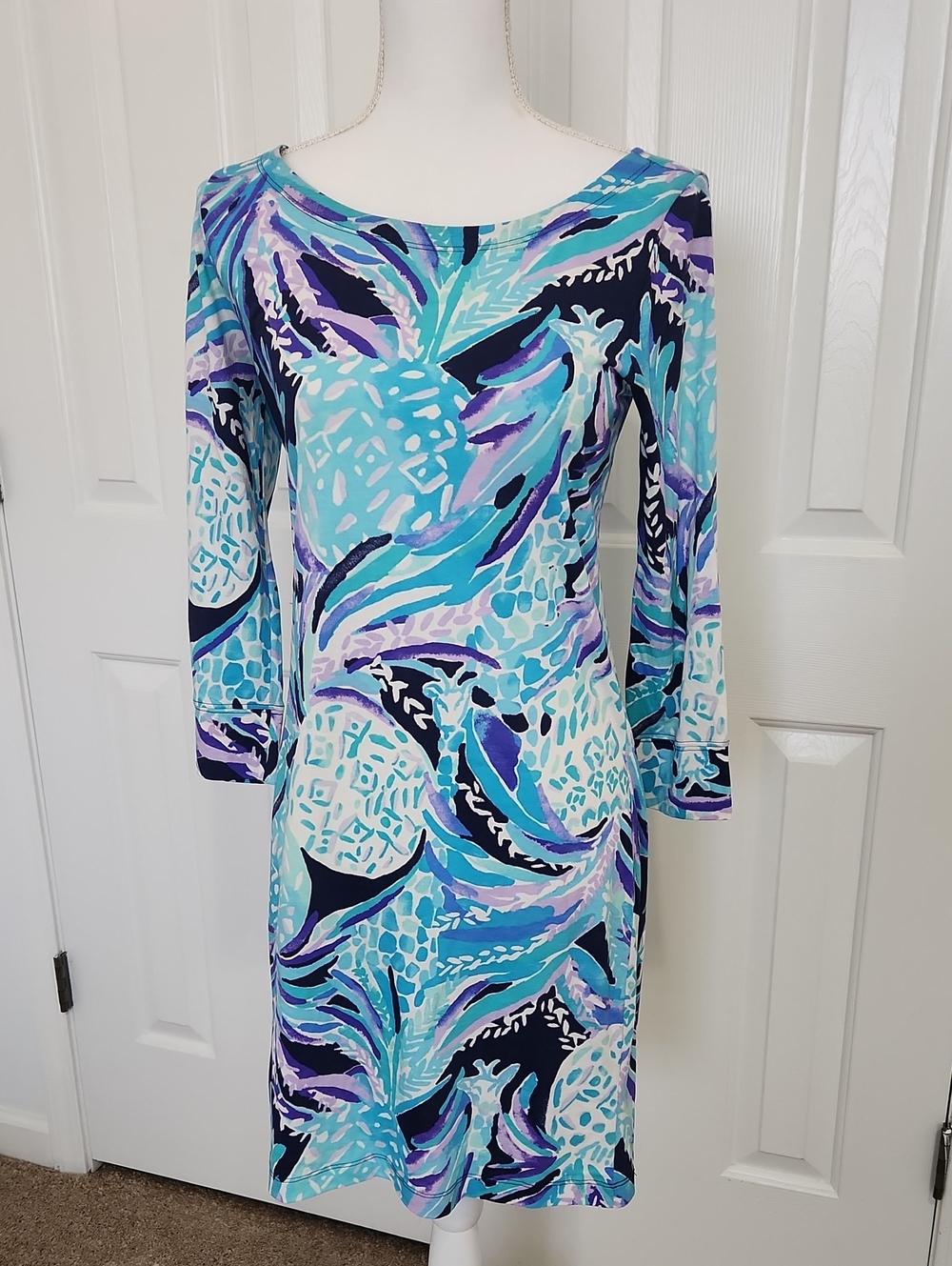 Lilly Pulitzer Hollee Dress S "Alotta Colada" 100% Cotton Coastal Tropical Beach - Picture 2 of 4